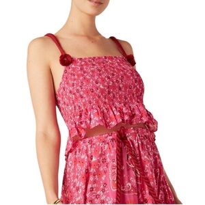 Figue Anthropologie Lucinda Smocked Tassel Top